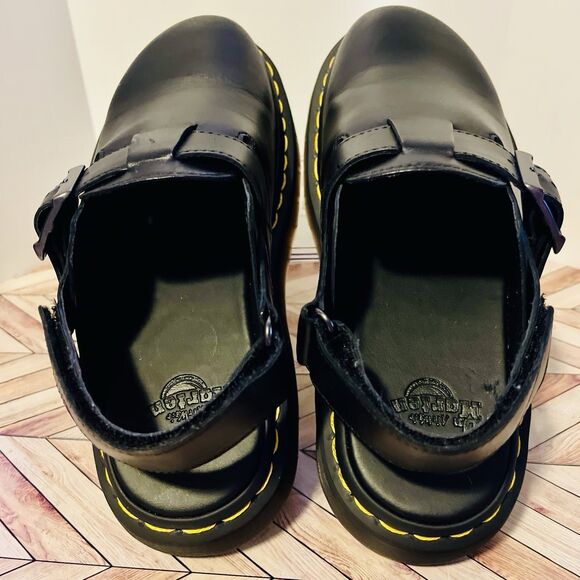 Dr Martens Jorge II Brando Black Leather M 6 W 7 Slingback Mules Buckle Preppy - Picture 4 of 8